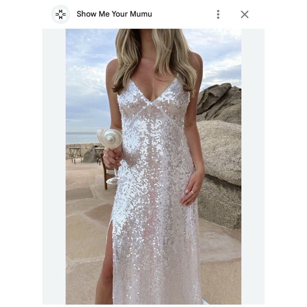 Show Me Your Mumu White Sequin Anderson Maxi Dress - M-bridal-current $248 NWOT